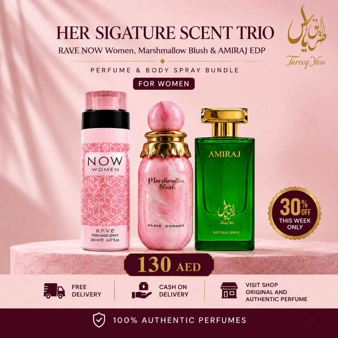 Her Signature Scent Trio – RAVE NOW Women, Marshmallow Blush & AMIRAJ EDP