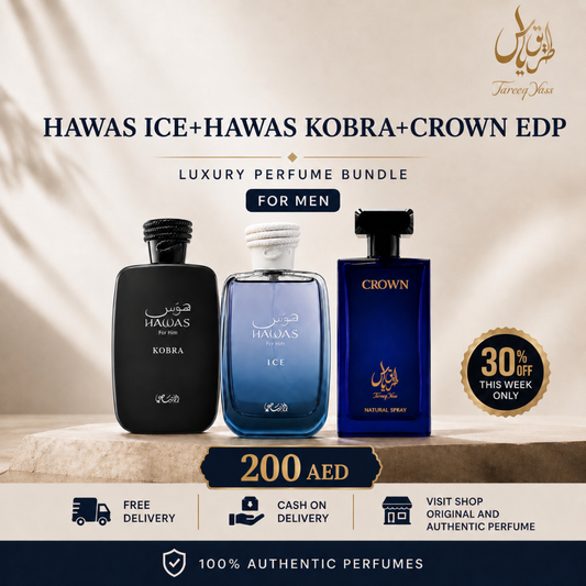 Hawas Ice + Hawas Kobra + Crown EDP | Luxury Perfume Bundle