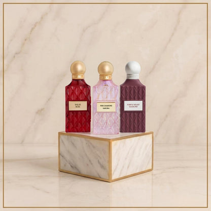 IBRAQ Maroon Diamond Collection Perfume Set by Ibraheem Al Qurashi.